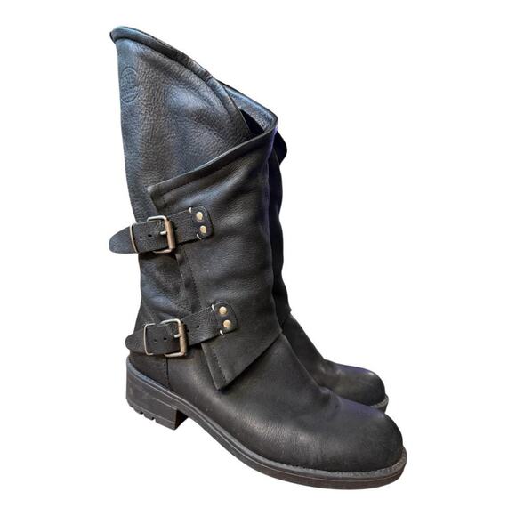 Coolway Alida Biker Boot Women size 41 US 10-10.5 Black Leather - Picture 1 of 7